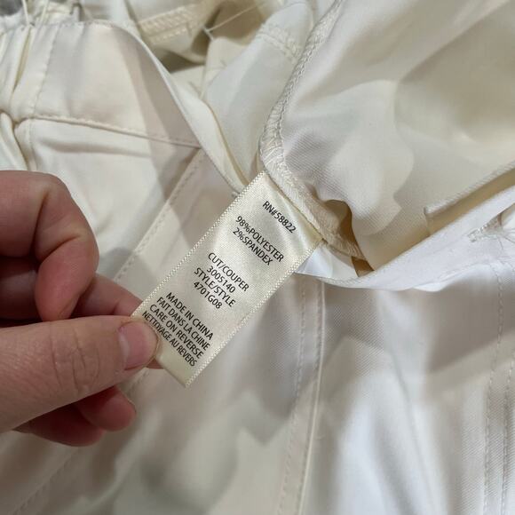 Max Studio London Wide Leg Pants L Ivory NWT Cropped High Rise Elastic Back - Picture 8 of 11